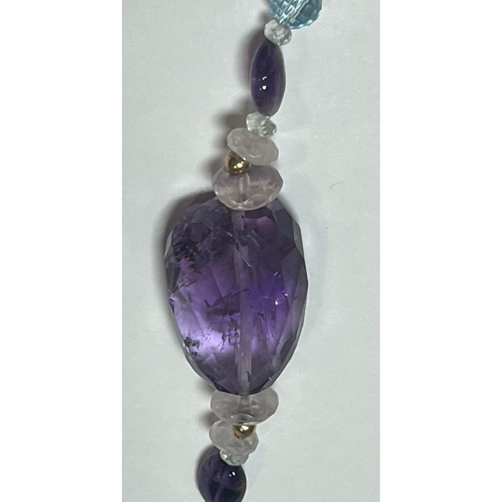 Multicolored Gemstone Bead Necklace - Amethyst, R… - image 7